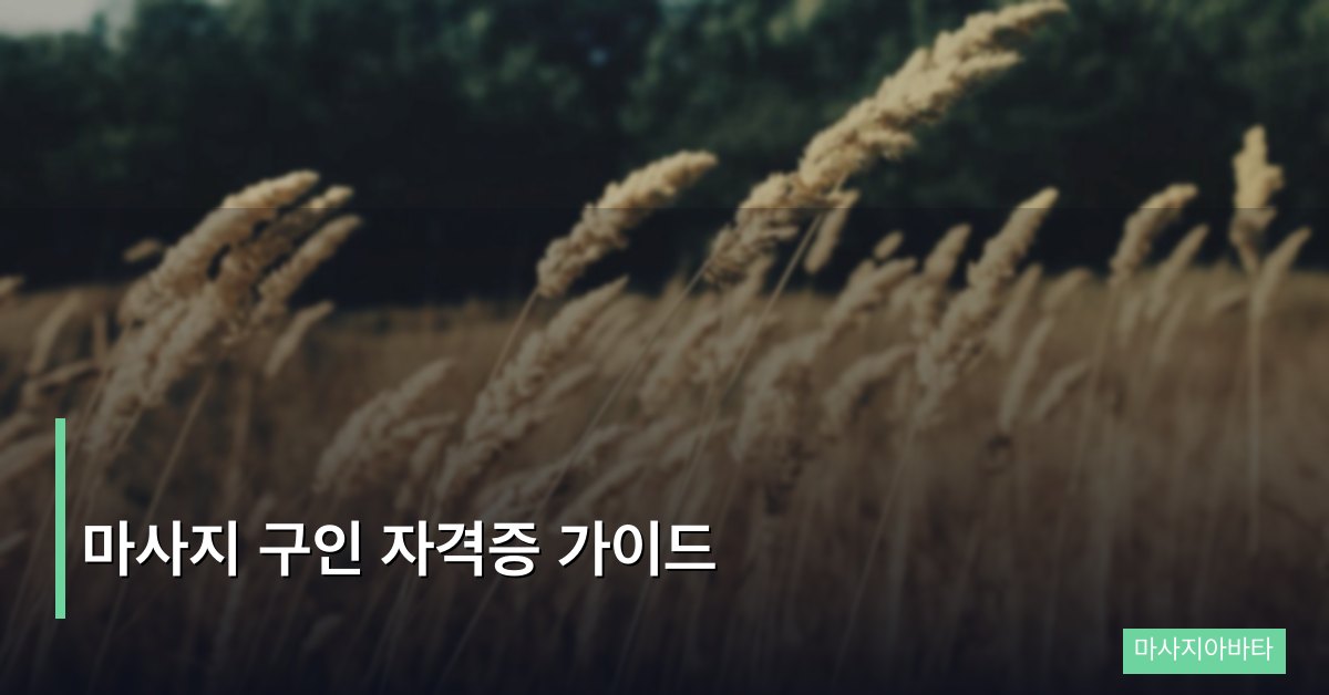 마사지 구인 자격증 가이드, 취득부터 취업까지 완벽 정리