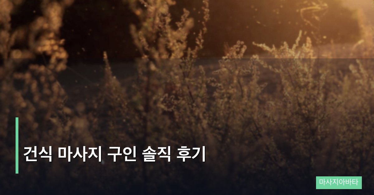 건식 마사지 구인 솔직 후기, 오일 시술과 비교하며 6개월 일한 경험담