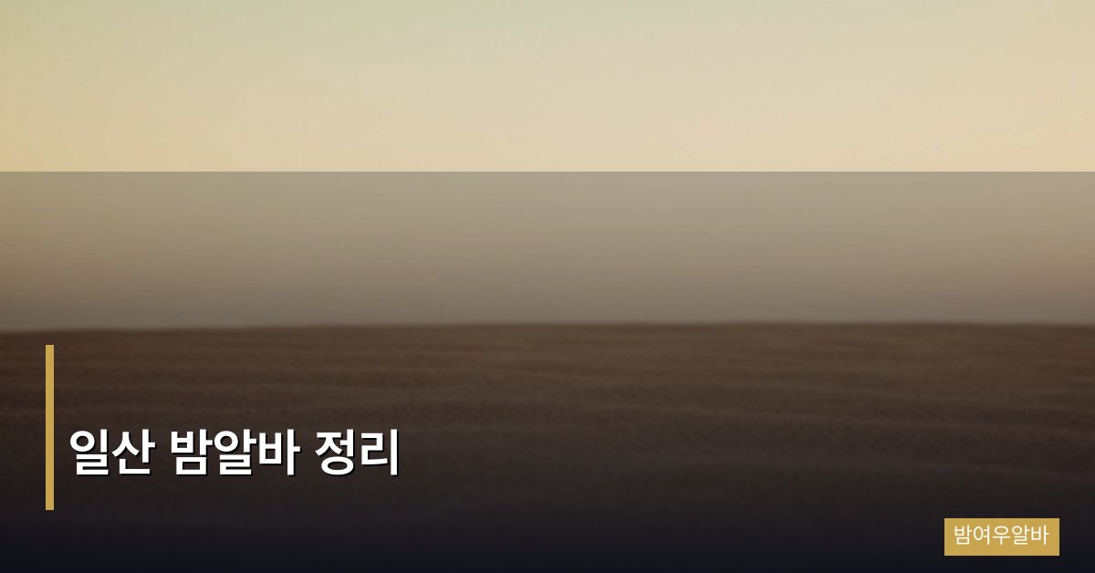 일산 밤알바 정리 — 경기 서북부 최대 상권 여성알바 완벽 가이드