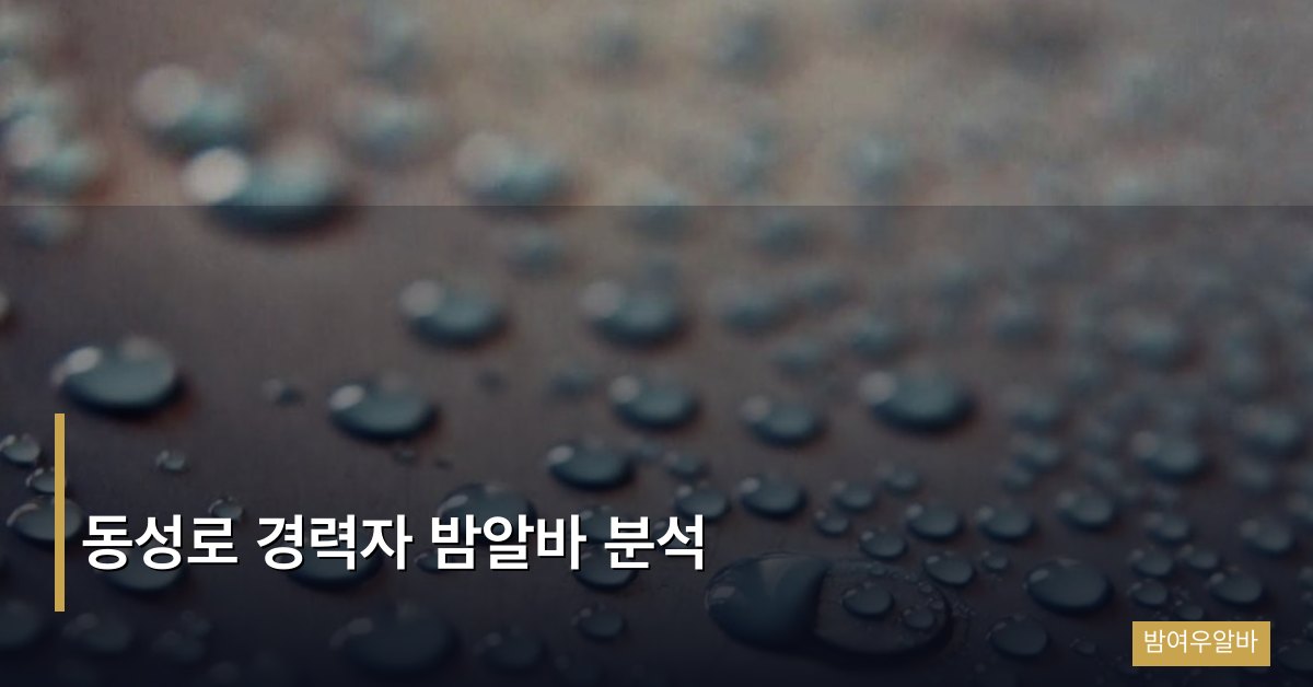 동성로 경력자 밤알바 분석
