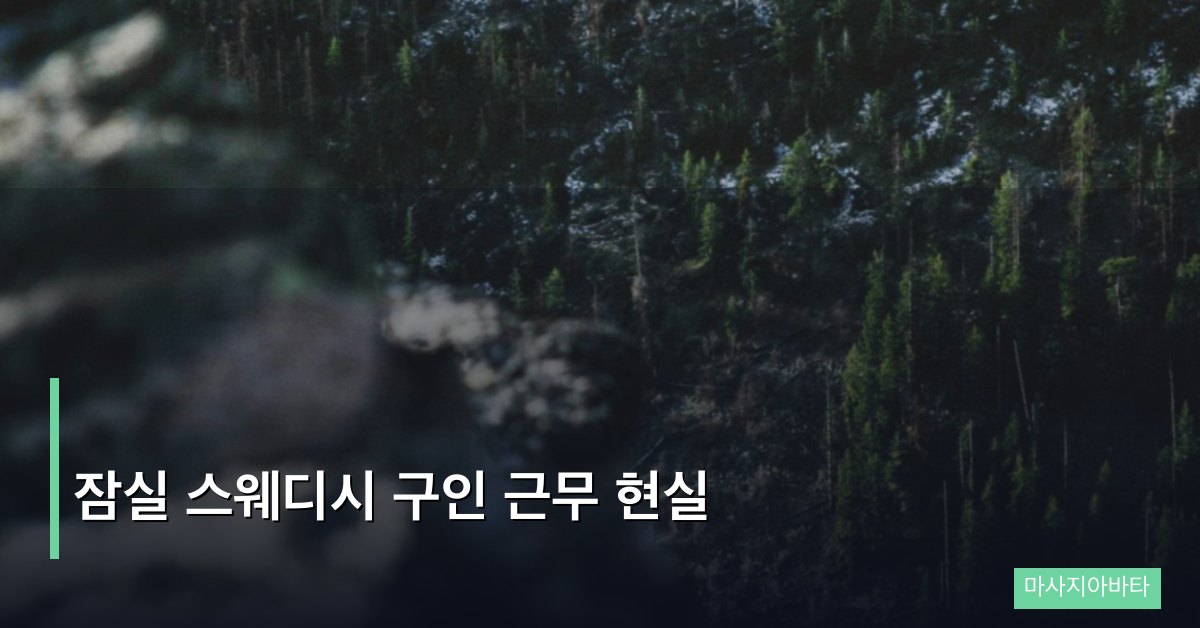 잠실 스웨디시 구인 근무 현실