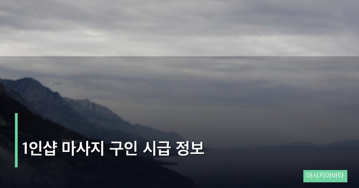 1인샵 마사지 구인 시급 정보