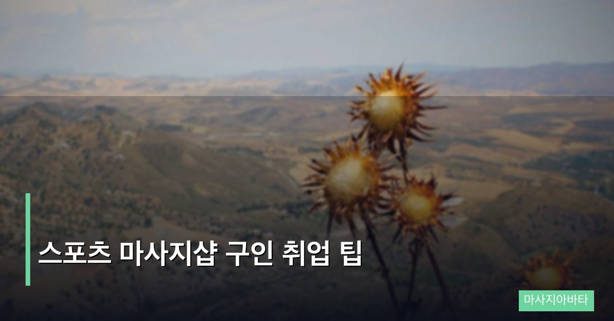 스포츠 마사지샵 구인 취업 팁