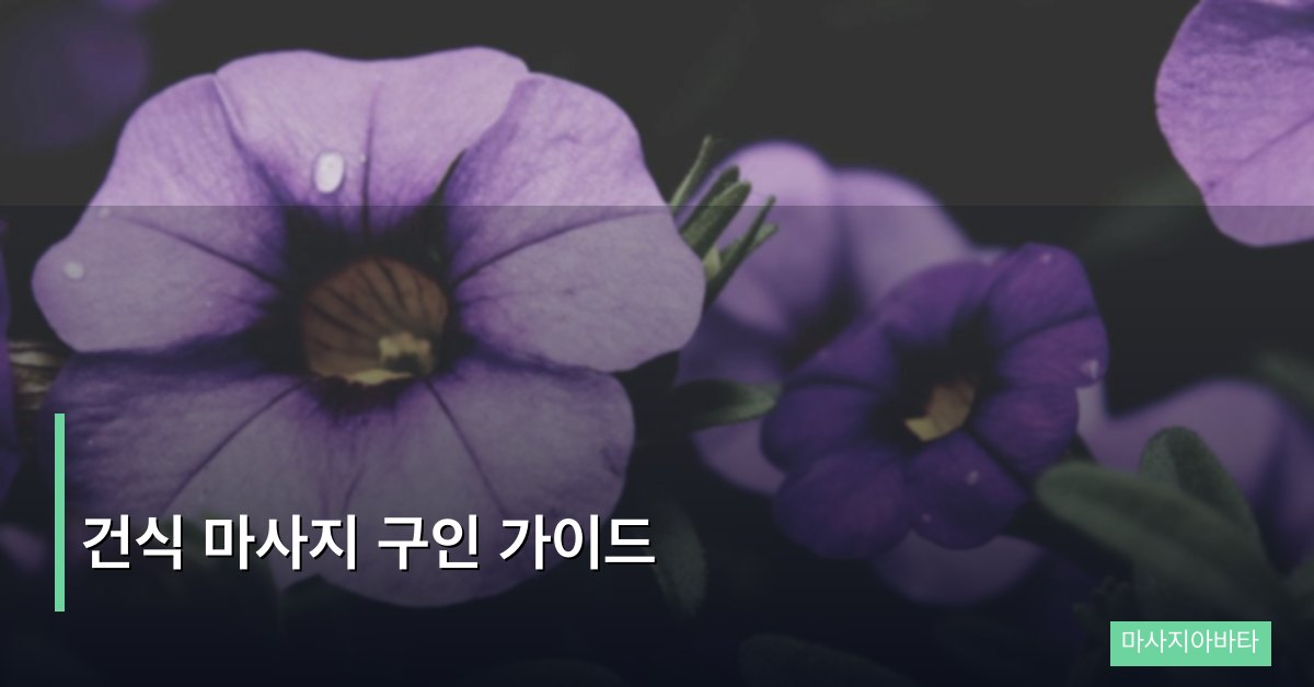 건식 마사지 구인 가이드