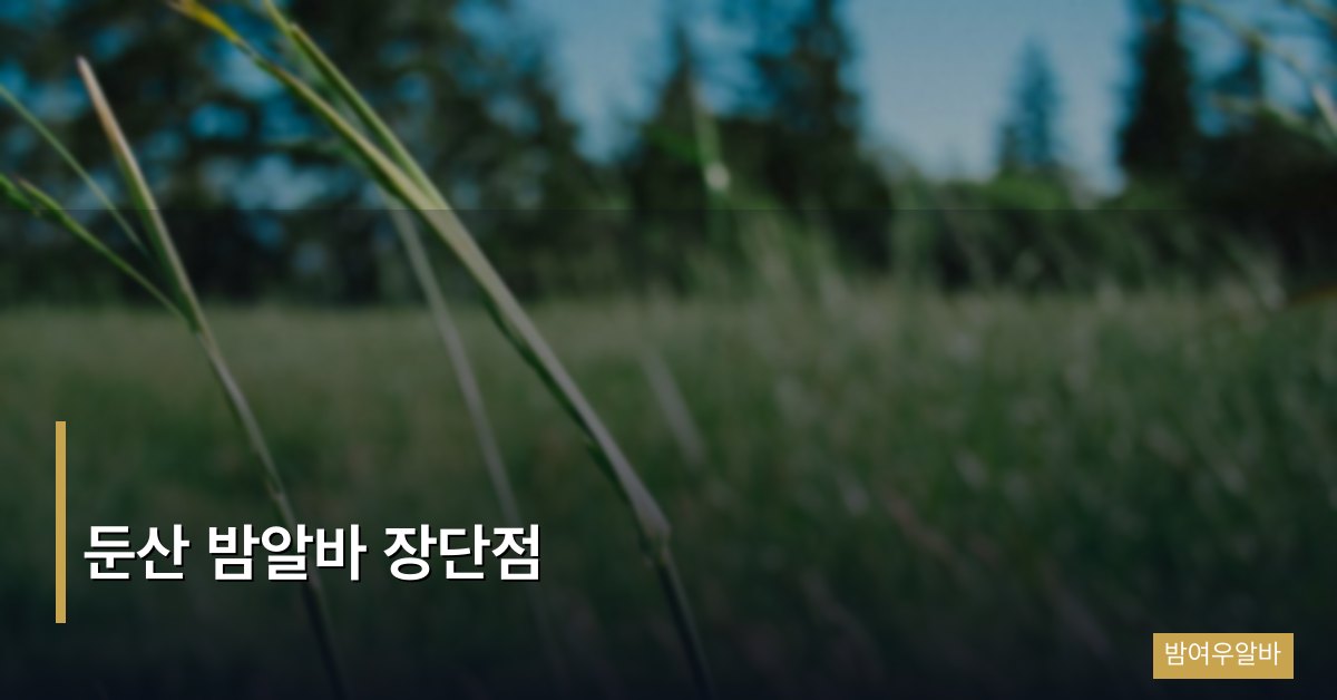 둔산 밤알바 장단점 한눈에 정리, 신입이 꼭 알아야 할 현실