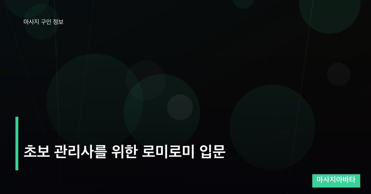 초보 관리사를 위한 로미로미 입문